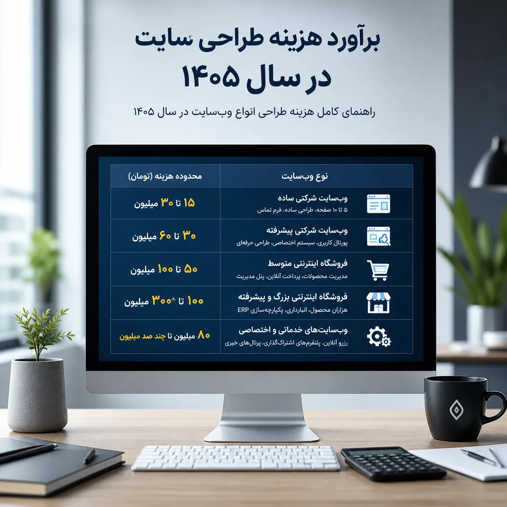 برآورد هزینه طراحی سایت در سال ۱۴۰۵