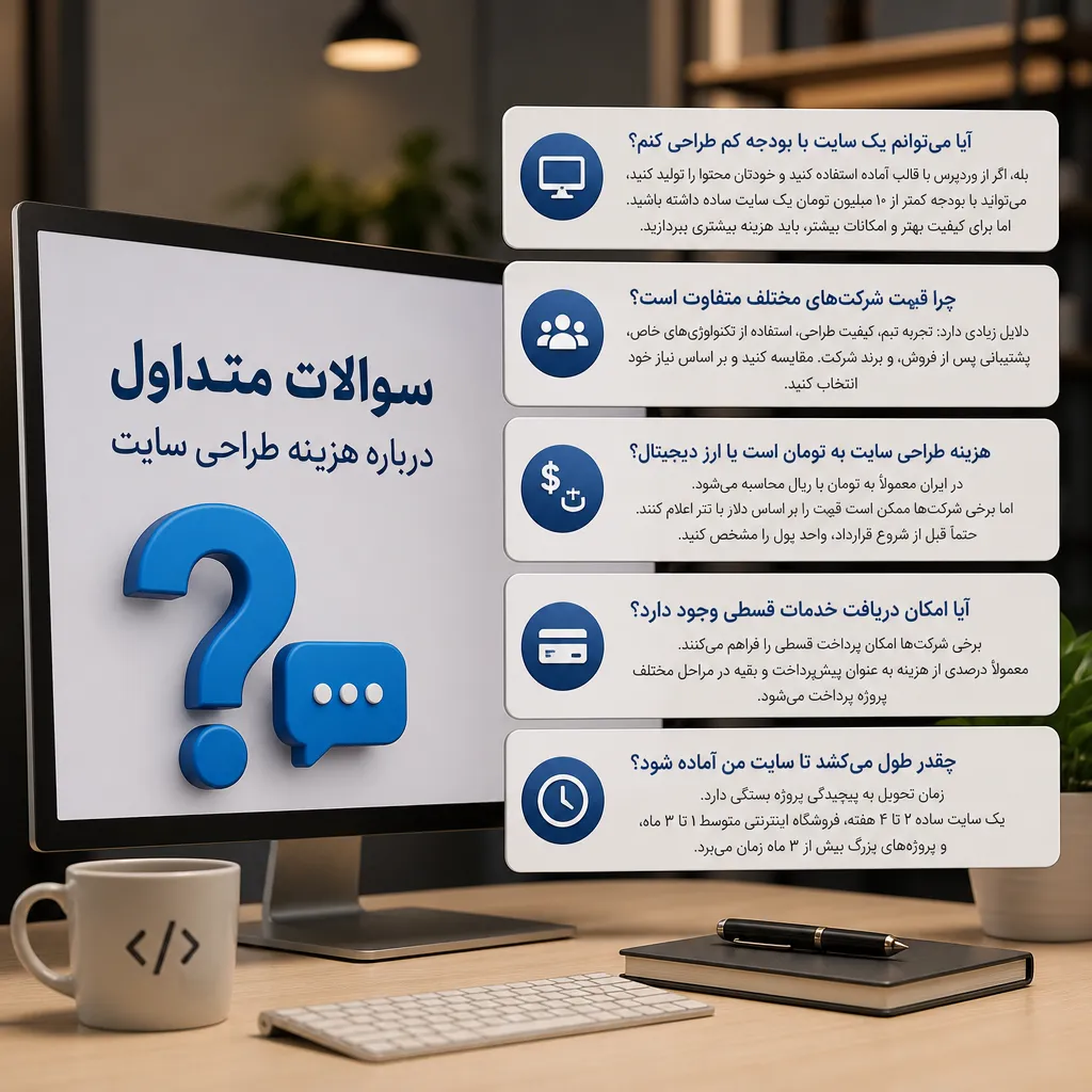 سوالات متداول درباره هزینه طراحی سایت