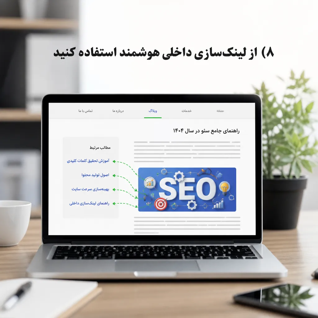 8) از لینک&zwnj;سازی داخلی هوشمند استفاده کنید